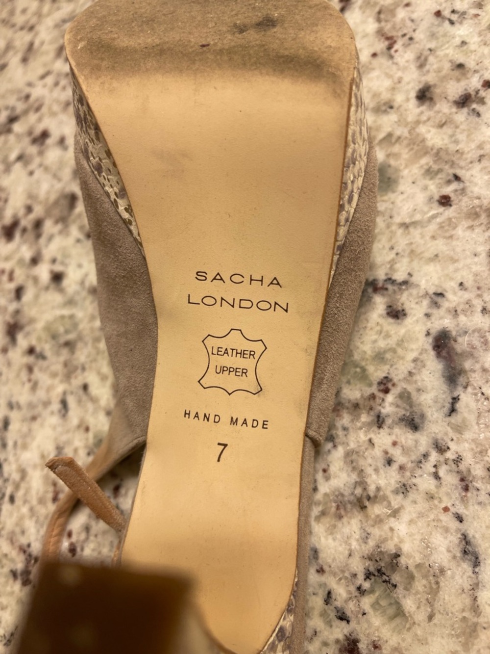 Sacha London Taupe Suede Slingback Platform Heels - Picture 9 of 9